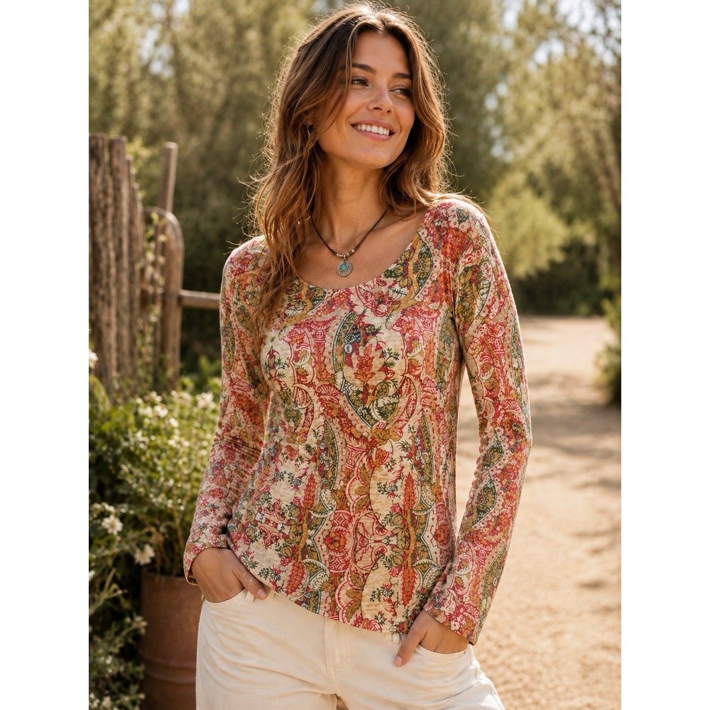 SUNDANCE (M) Boho Paisley Long Sleeve Top-Cottagecore-Festival-USA-Casual-Travel